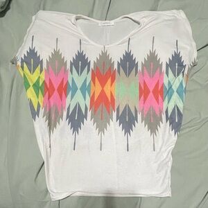 Enti Glamour Aztec Batwing Top | Oversized Dolman | Colorful Tribal Print | Boho